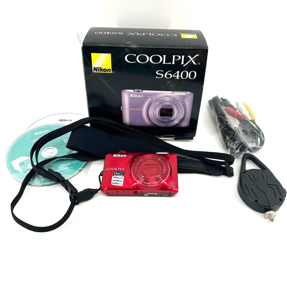 Nikon Coolpix S6400 Red 16.0MP Digital Camera 12x Zoom Full HD Boxed Bundle
